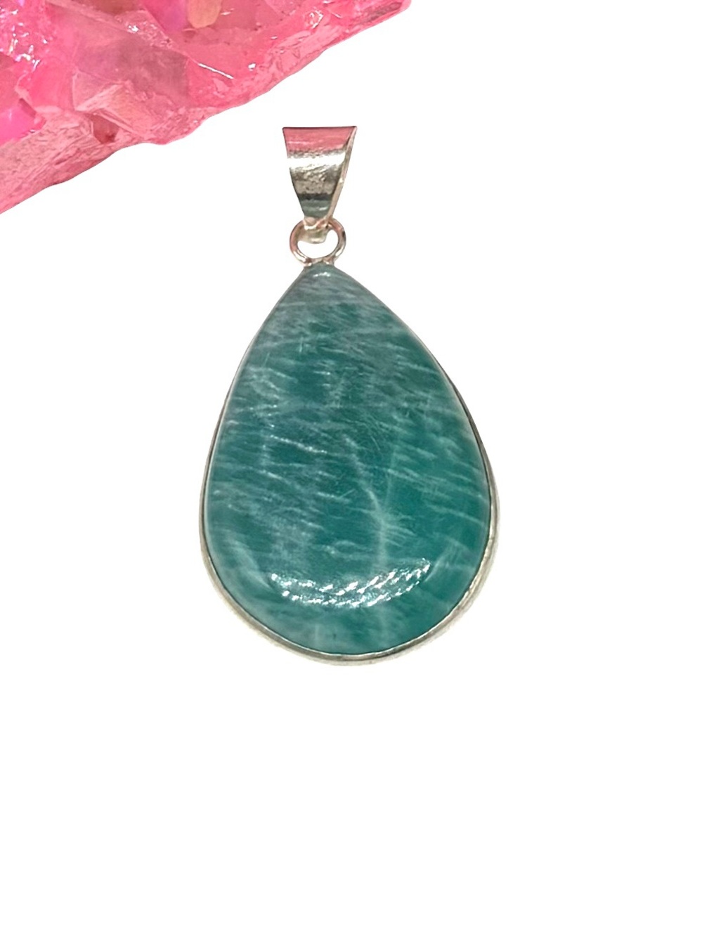 Amazonite Necklace Pendant 925 Sterling Silver Overlay